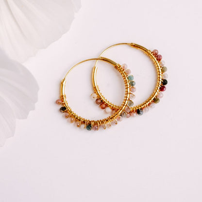Golden Gemstone Huggies