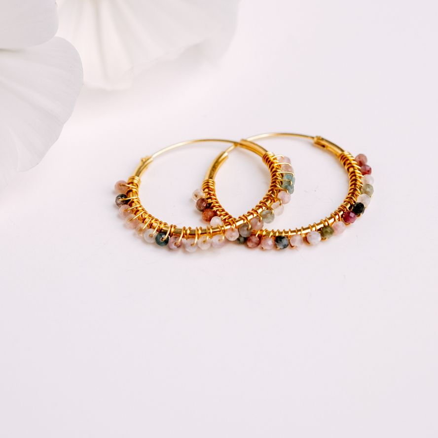 Golden Gemstone Huggies