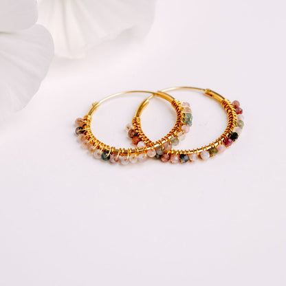 Golden Gemstone Huggies