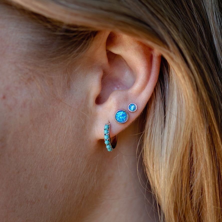 Huggie with Turquoise Gems