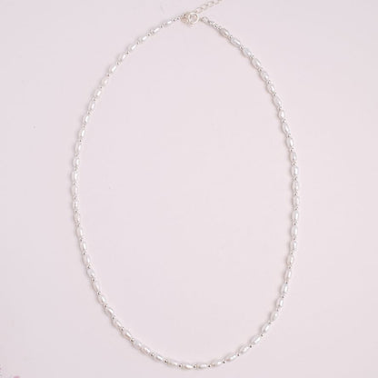 Oval Pearl and Silver Necklace