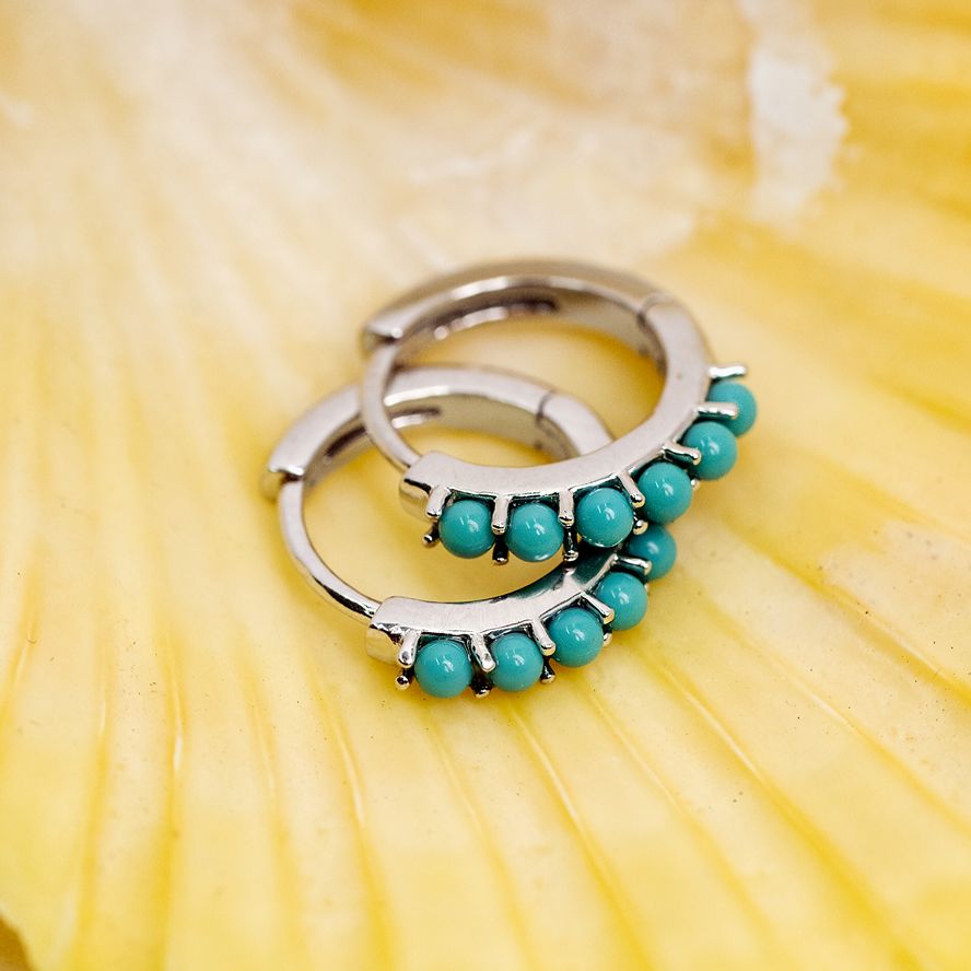 Huggie with Turquoise Gems
