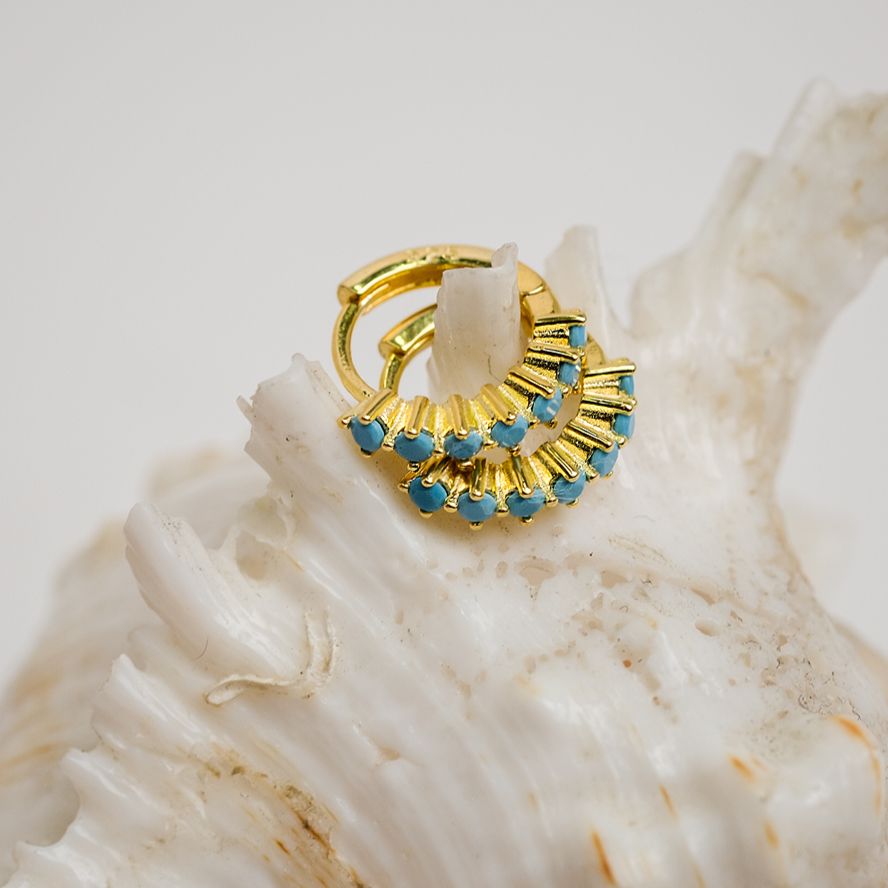 Golden Turquoise Huggie